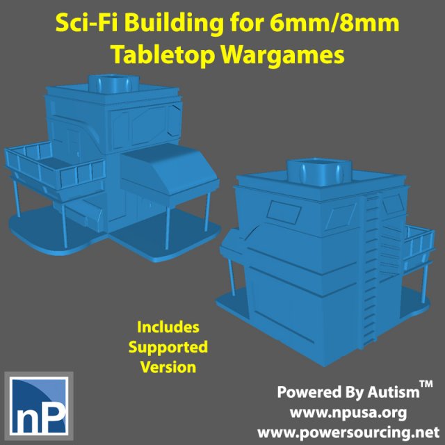 Small City Building for 6mm-8mm Sci-Fi Wargames 3D 打印模型 .c4d .max .obj .3ds .fbx .stl .blend