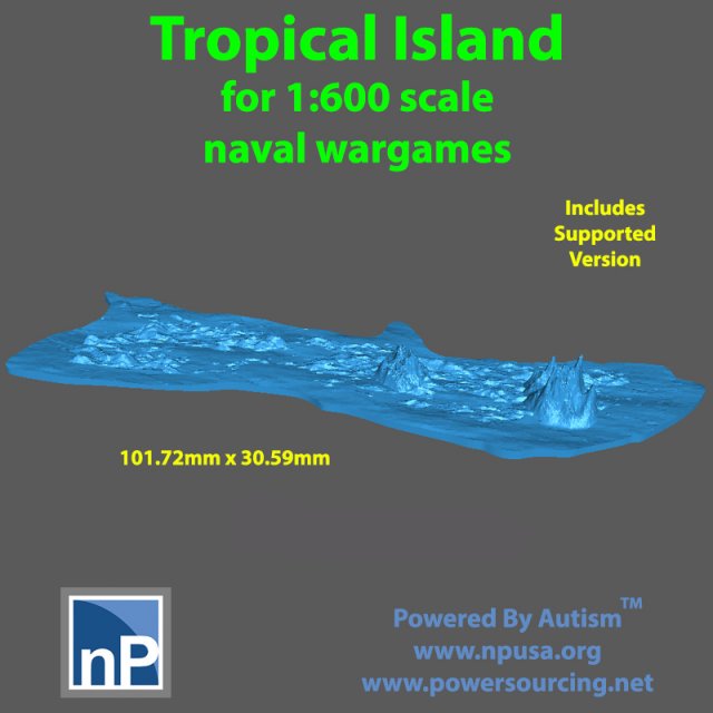 1-600 scale Tropical Island 02 3D प्रिंट मॉडल .c4d .max .obj .3ds .fbx .stl .blend 