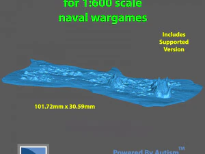 Тропический остров 02 в масштабе 1-600 3D Принт Модель