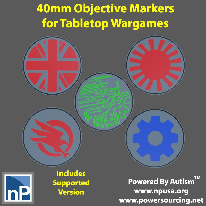 40mm Objective Markers for Tabletop Wargames 3D Print Model .c4d .max .obj .3ds .fbx .stl .blend
