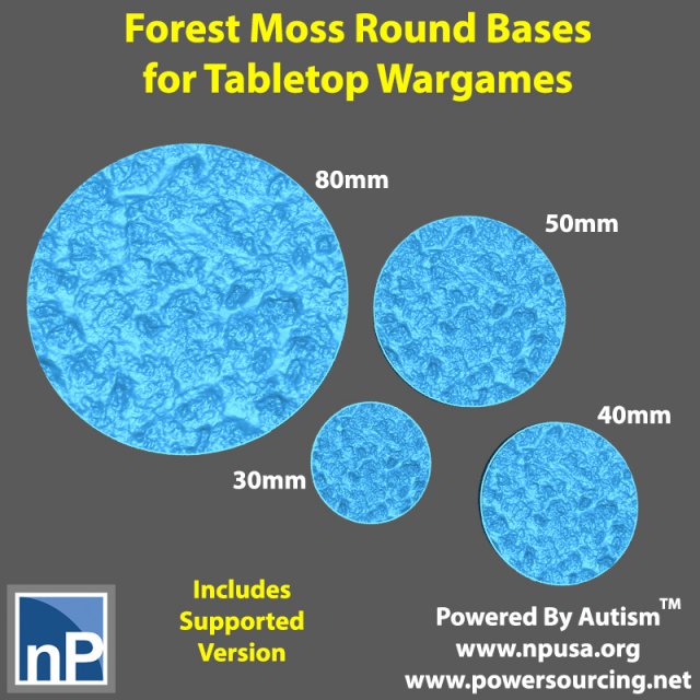 Bases for Wargames - Forest Moss 3D Print Model .c4d .max .obj .3ds .fbx .stl .blend 