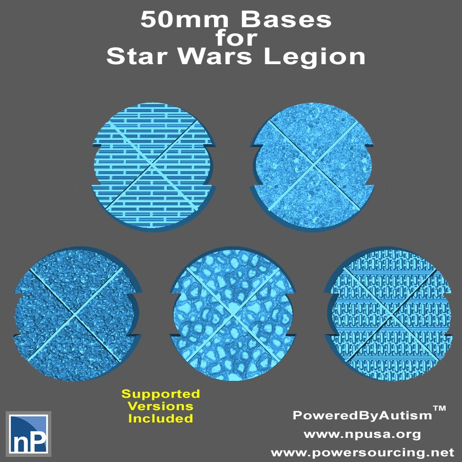 50mm Notched Round Bases For Miniatures - Pack 2 Бесплатно 3D.