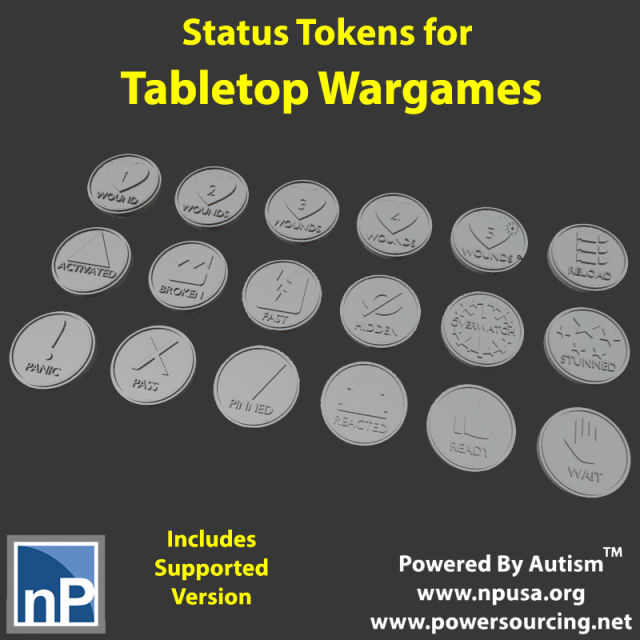 20mm Wargame Status Tokens 3D printmodel .c4d .max .obj .3ds .fbx .stl .blend 