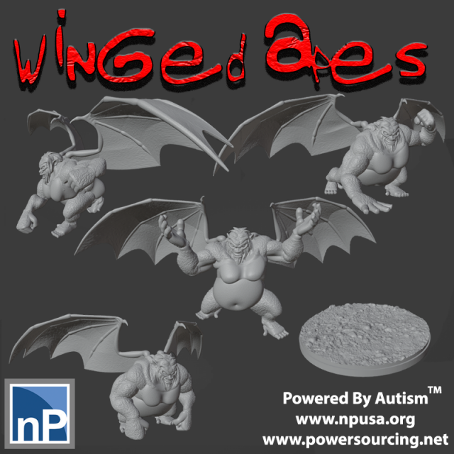 Winged Apes 3D प्रिंट मॉडल .c4d .max .obj .3ds .fbx .stl .blend 