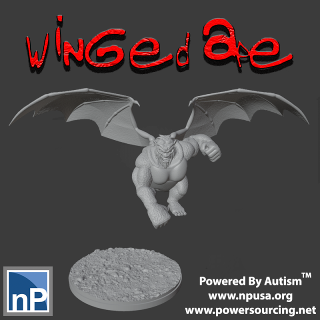 Winged Ape Model Cetak 3D .c4d .max .obj .3ds .fbx .stl .blend