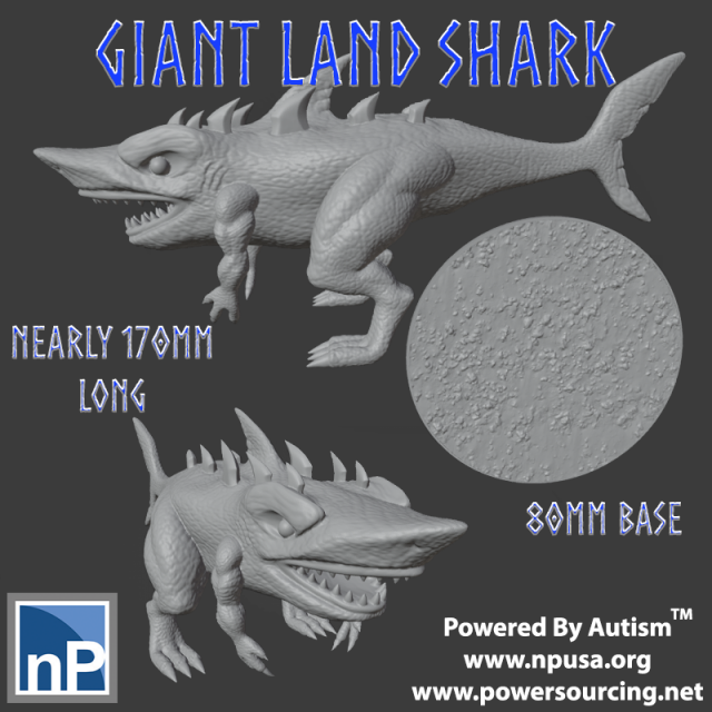 Giant Land Shark Fantasy Monster Modello 3D .c4d .max .obj .3ds .fbx .stl .blend 