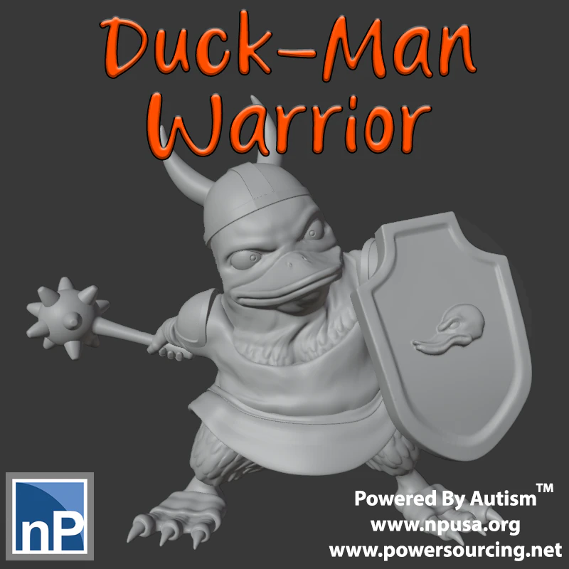 Fantasy Duck-Man Warrior 3D Print Model .c4d .max .obj .3ds .fbx .stl .blend 