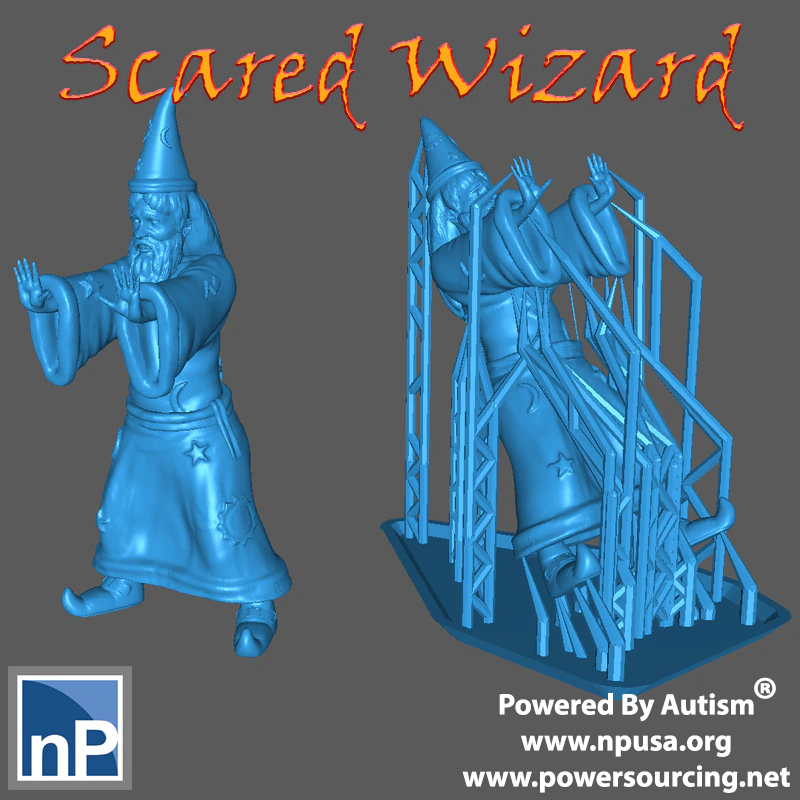 Fantasy Adventurer - Scared Wizard 3D Print Model .c4d .max .obj .3ds .fbx .stl .blend 