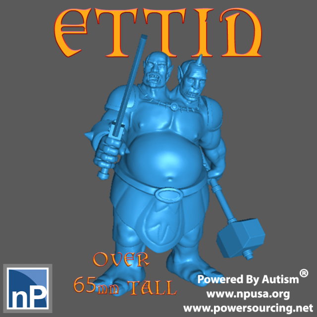Ettin - Two-Headed Ogre 3D Принт Модель .c4d .max .obj .3ds .fbx .stl .blend 