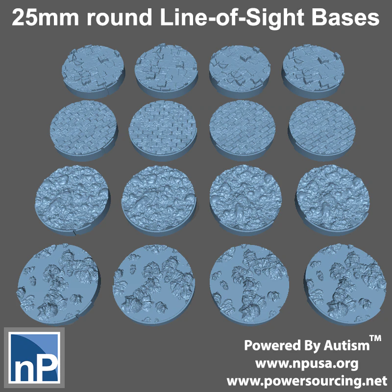 25mm Line-of-Sight Bases 3D Print Model .c4d .max .obj .3ds .fbx .stl .blend 