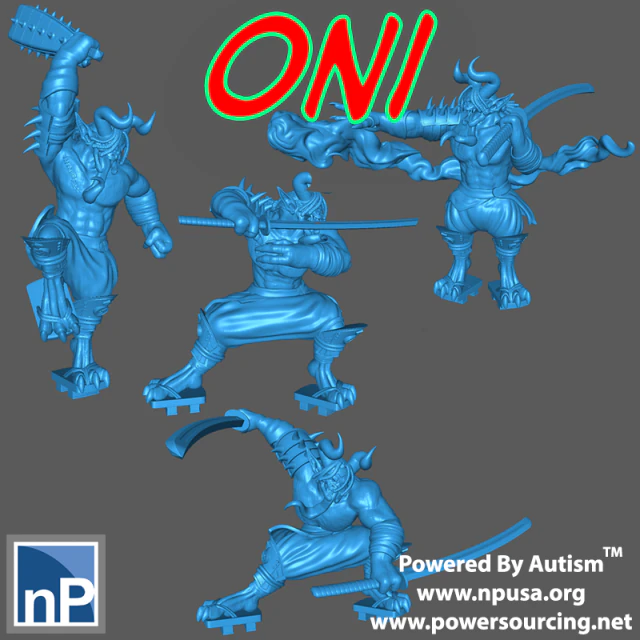 Воїни Оні 3D Принт Модель .c4d .max .obj .3ds .fbx .stl .blend