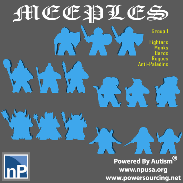 Fantasy Meeples - Set 1 3D Print Model .c4d .max .obj .3ds .fbx .stl .blend 