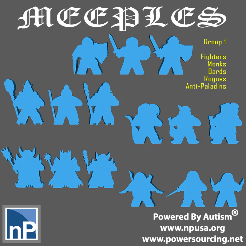 Fantasy Meeples - Set 1 3D Print Model .c4d .max .obj .3ds .fbx .stl .blend