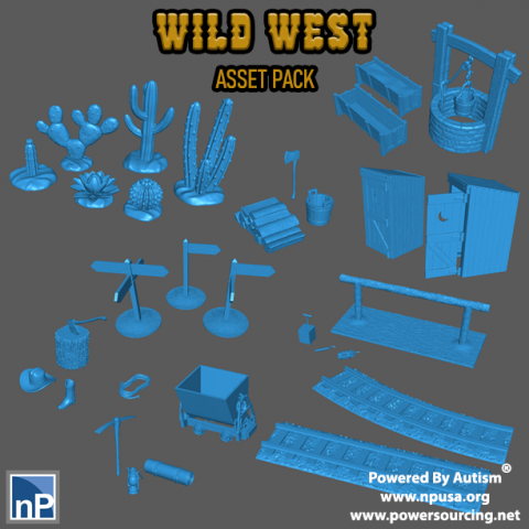 Wild West Asset Pack 1 Modelo de impresión 3D .c4d .max .obj .3ds .fbx .stl .blend 