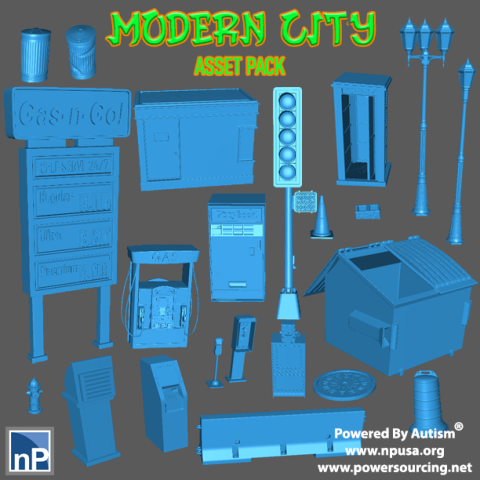 Modern City Asset Pack 1 3D-printmodel .c4d .max .obj .3ds .fbx .stl .blend 