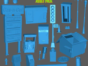 Modern Şehir Varlık Paketi 1 3D Baskı Modeli