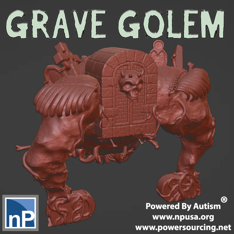 Grave Golem 3D Print Model .c4d .max .obj .3ds .fbx .stl .blend 