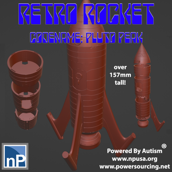 Retro Rocket Ship - Pluto Peak 28mm scale 3D Print Model .c4d .max .obj .3ds .fbx .stl .blend 