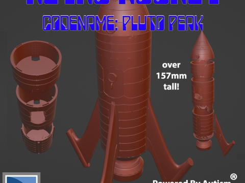 Retro Rocket Ship - Pluto Peak 28mm scale 3D प्रिंट मॉडल
