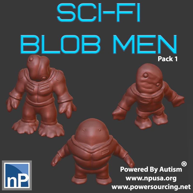 Sci-Fi Blob Men pack 1 3D Print Model .c4d .max .obj .3ds .fbx .stl .blend 
