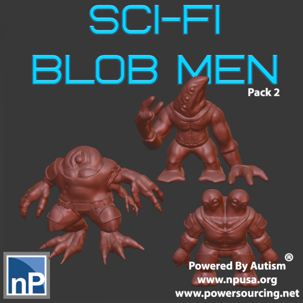 Sci-Fi Blob Men pack 2 3D Print Model .c4d .max .obj .3ds .fbx .stl .blend