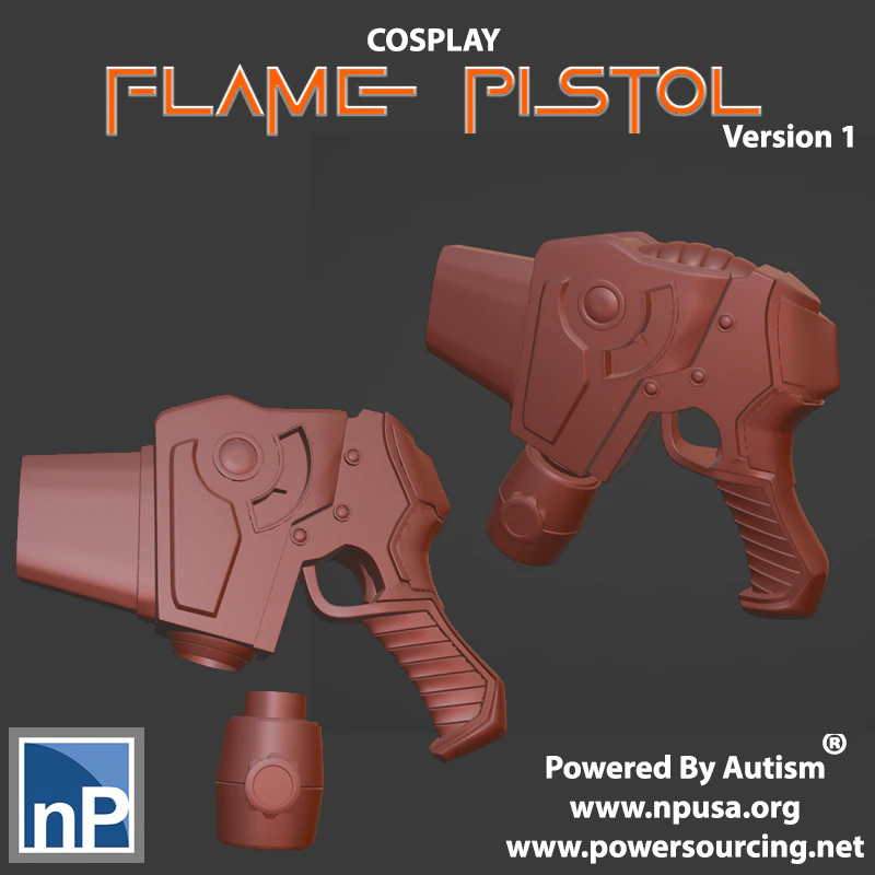 Cosplay Flame Pistol 3D Print Model .c4d .max .obj .3ds .fbx .stl .blend