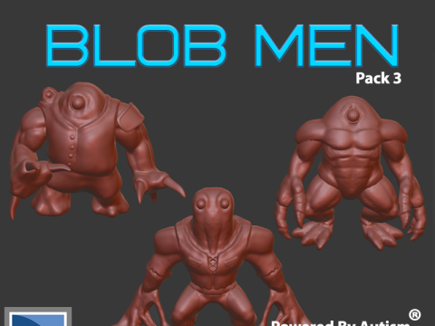 Sci-Fi Blob Men pack 3 Modelo de Impressão 3D