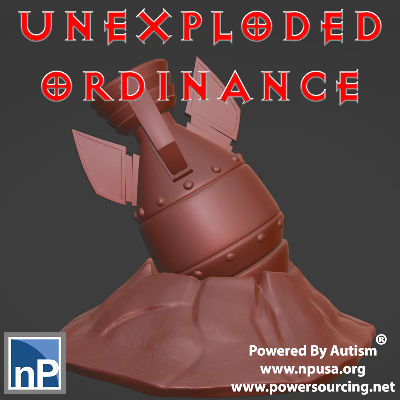 Unexploded Ordinance 3D Print Model .c4d .max .obj .3ds .fbx .stl .blend 