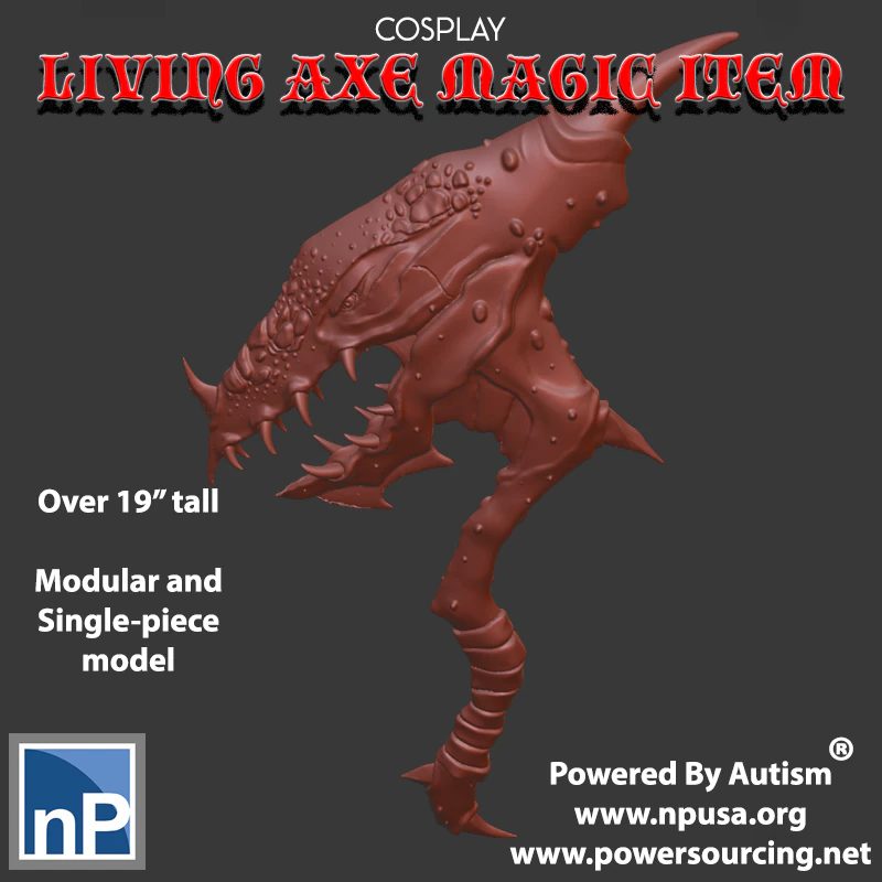 Cosplay - Costume - Living Axe 3D Print Model .c4d .max .obj .3ds .fbx .stl .blend 
