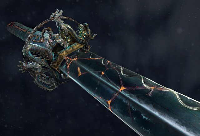 dragon katana 3D Model .c4d .max .obj .3ds .fbx .stl .blend