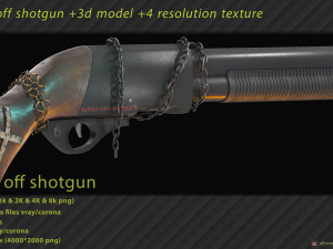 sawed off shot4 textures resolutions Modelo 3D