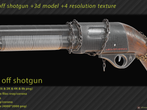 sawed off shot4 textures resolutions Modelo 3D