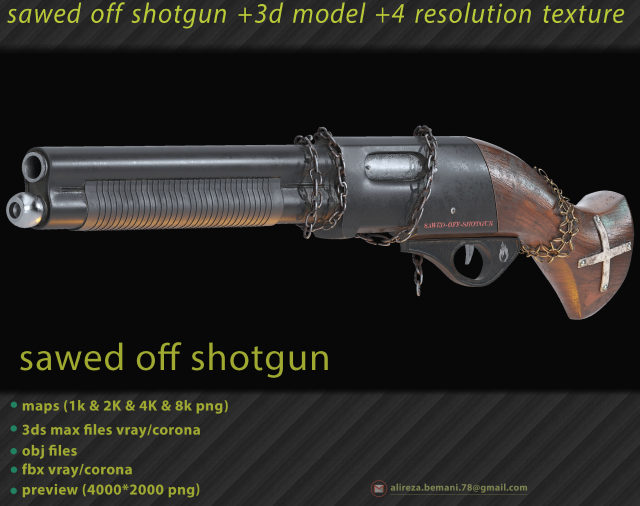 sawed off shot4 textures resolutions Modelo 3D .c4d .max .obj .3ds .fbx .stl .blend