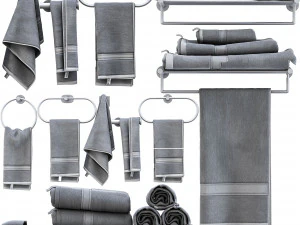 Bathroom towel set 01 3D Model