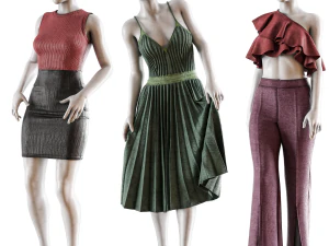 Female mannequins with clothes vol 01 3D Model