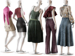 Female mannequins with clothes vol 01 3D Model