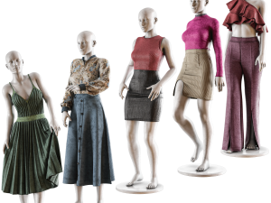 Female mannequins with clothes vol 01 3D Model