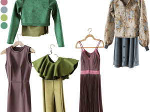 Set of clothes on hanger PBRlow poly 4k 3D Model
