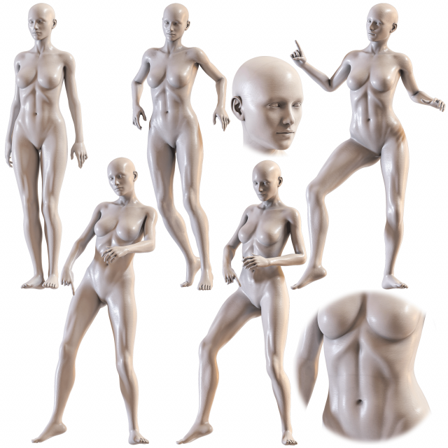 Female mannequin collection vol 03 Pbr Low Poly 3D 模型 .c4d .max .obj .3ds .fbx .stl .blend 
