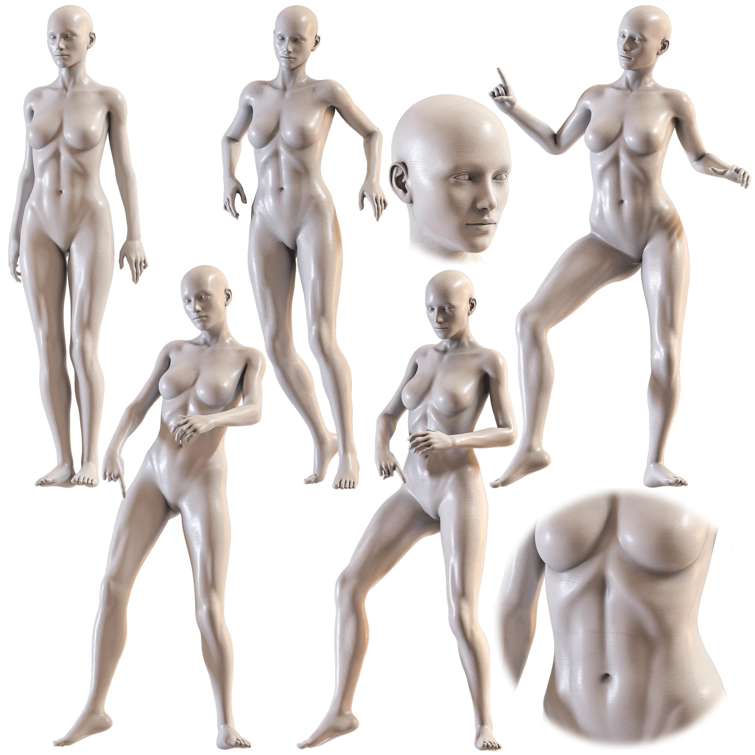 Female mannequin collection vol 03 Pbr Low Poly 3D Model .c4d .max .obj .3ds .fbx .stl .blend 