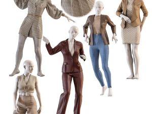 女模特与衣服 PBR 低聚第 03 卷 3D 模型