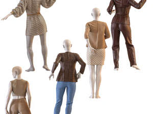 Female mannequin with clothes pbr low poly vol 03 3D Model
