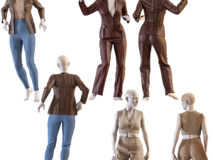 Female mannequin with clothes pbr low poly vol 03 Model 3D