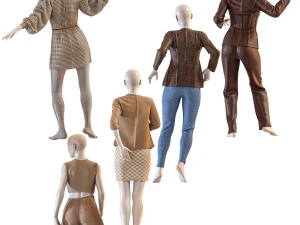 Female mannequin with clothes pbr low poly vol 03 3D Model