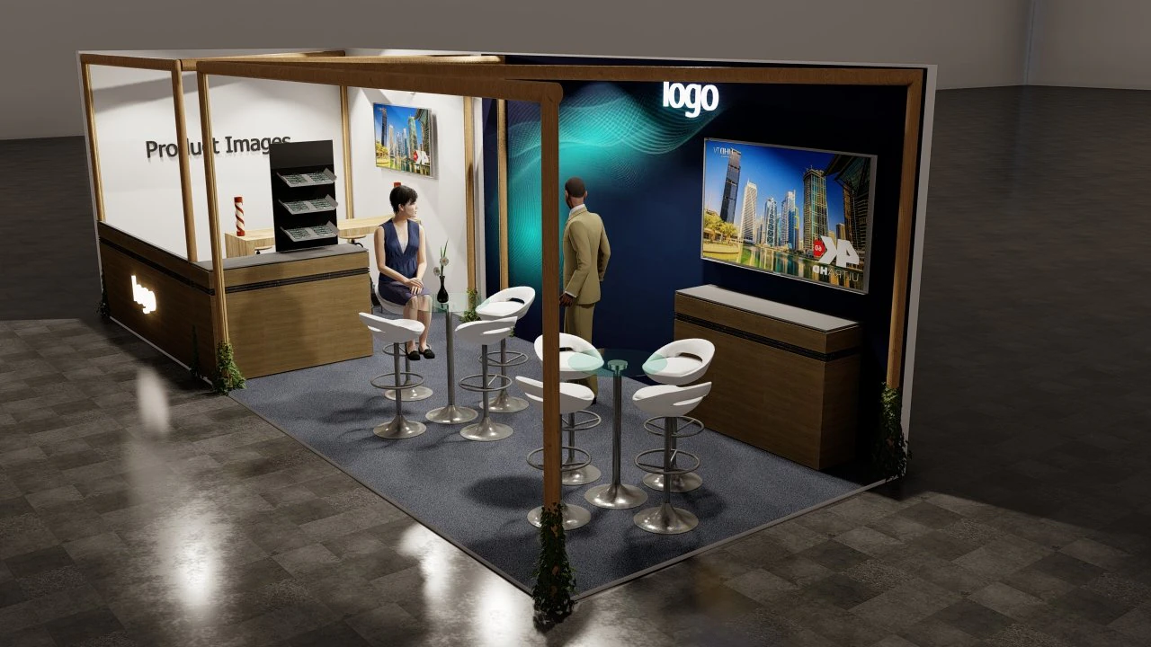 Estande de exposi&ccedil;&atilde;o 4 em 1 Modelo 3D .c4d .max .obj .3ds .fbx .stl .blend 