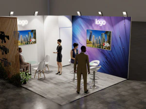 Estande de exposi&ccedil;&atilde;o 4 em 1 Modelo 3D