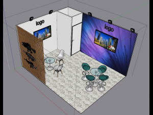 4 in 1 Exhibition stand Modèle 3D