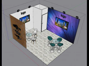 Estande de exposi&ccedil;&atilde;o 4 em 1 Modelo 3D