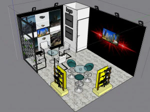 Estande de exposi&ccedil;&atilde;o 4 em 1 Modelo 3D