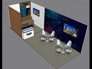 Estande de exposi&ccedil;&atilde;o 4 em 1 Modelo 3D
